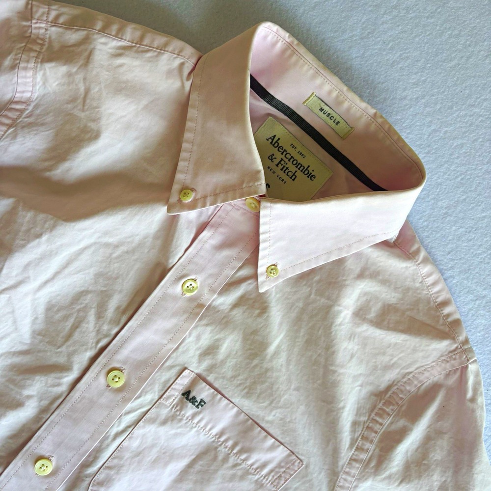 Abercrombie & Fitch Muscle Shirt Mens S Pink Button Up Preppy Hipster Cotton